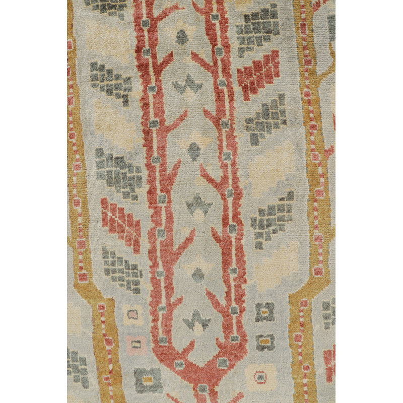Scandinavian Hand Knotted Wool Geometric Area Rug, Rectangle 10' x 14'