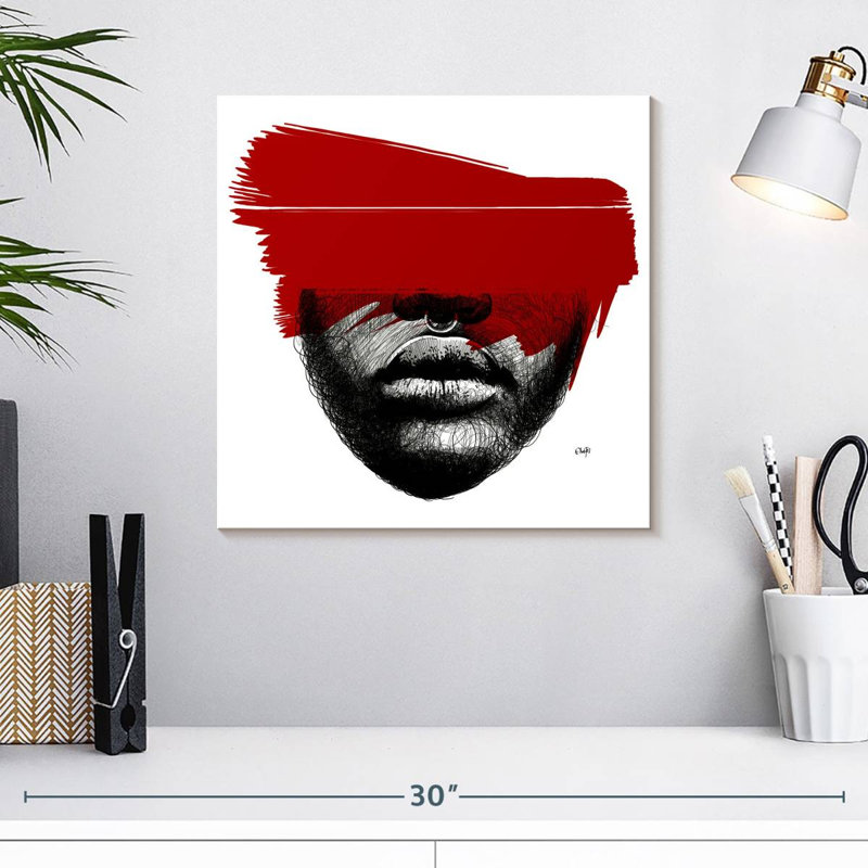 Leisha noir blanc rouge, H 16 po x l 16 po