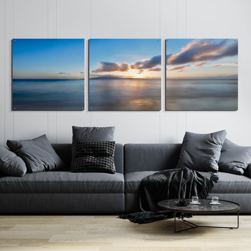 Epic Art «Blue and Yellow» par Dennis Frates, verre acrylique Wal Art, H 36 po x l 108 po