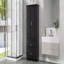 Grande armoire de rangement pour salle de bain, armoire avec 2 portes et tiroirs, tablettes réglables, panneau de fibres à densité moyenne