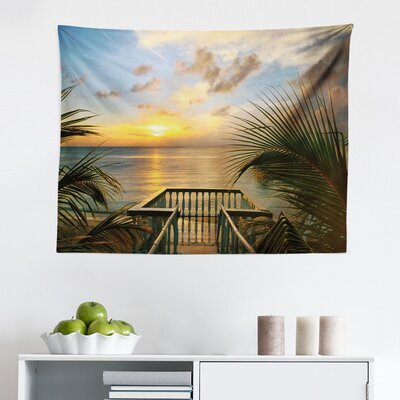 Ambesonne Ocean Tapestry, Mediterranean Horizon Seascape From Wooden Terrace Balcony Fences Holiday Life Photo, Fabric Wall Hanging Decor For Bedroom -  East Urban Home, AFFB3E588BF648B29CD837B770C75A35