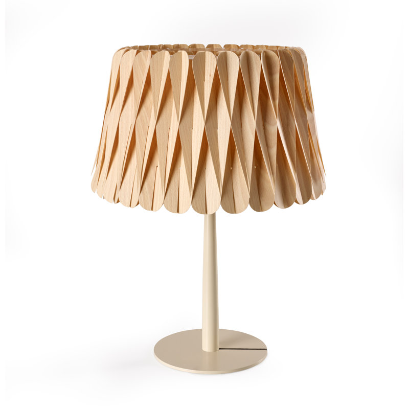 Lola Table Lamp, Natural Beech, Matte Black, 20.9" H x 15.4" W x 15.4" D