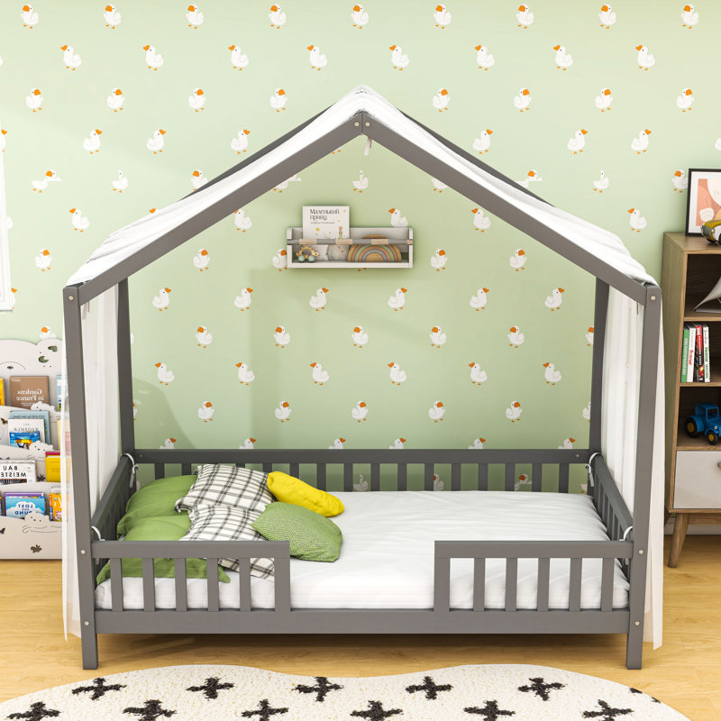 Wood Floor Bed with Canopy, Twin