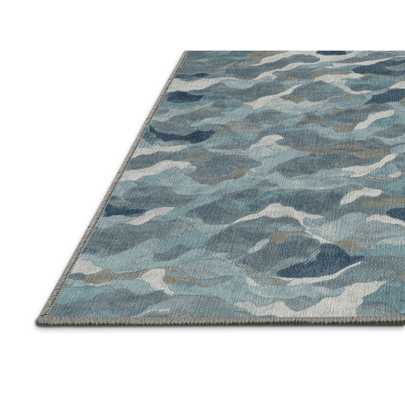 Machine Washable Gray Area Rug, Square 6'