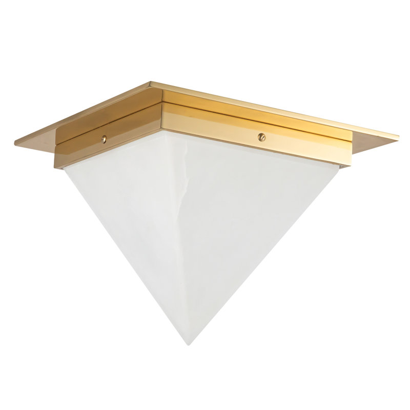 Mineral 11-in Brass Flush Mount, Alabaster, Brass