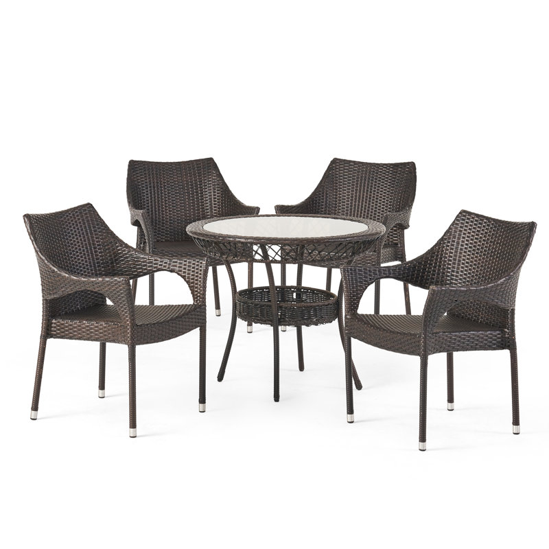 Ensemble repas extérieur pour 4 personnes Draeger, Brun / Noir