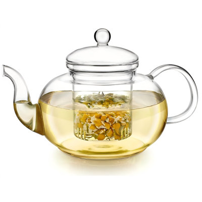 Théière en verre, surface de cuisson et théière en verre borosilicaté allant au micro-ondes avec infuseur en verre amovible