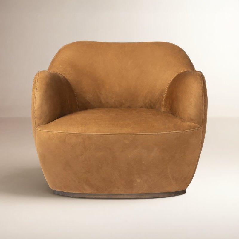 Julius Swivel Chair, Nubuck Cognac Top Grain Leather