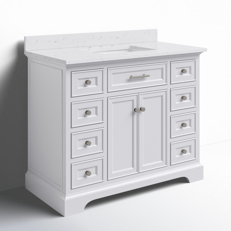 Thompson 42" W Single Bathroom Vanity, White/Brushed Nickel