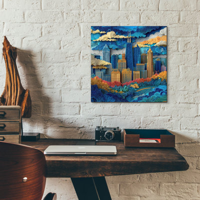  'Paper Cut Chicago 1' by Ann Klee Acrylic Glass Wall Art, 12" x 12"
