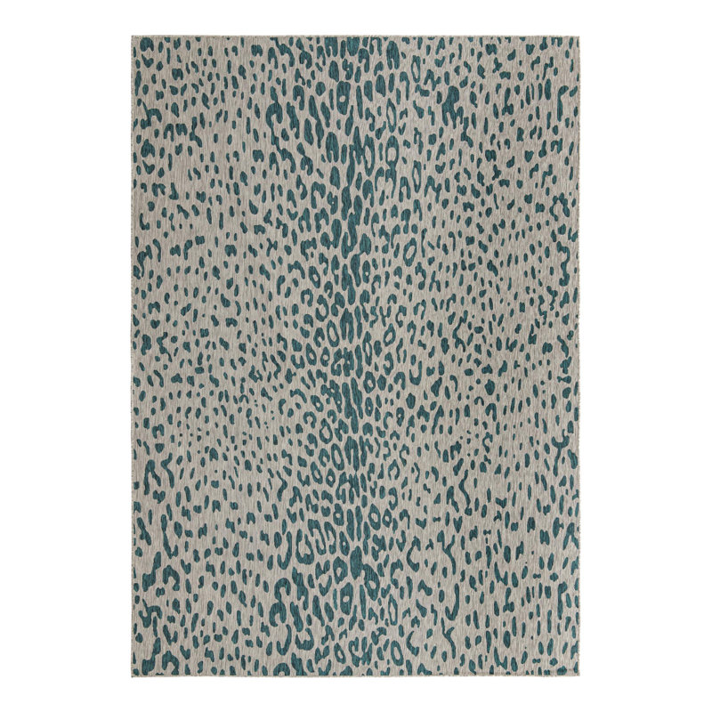 Teal Samburu Indoor/Outdoor Safari Rug, Rectangle 10' x 14'