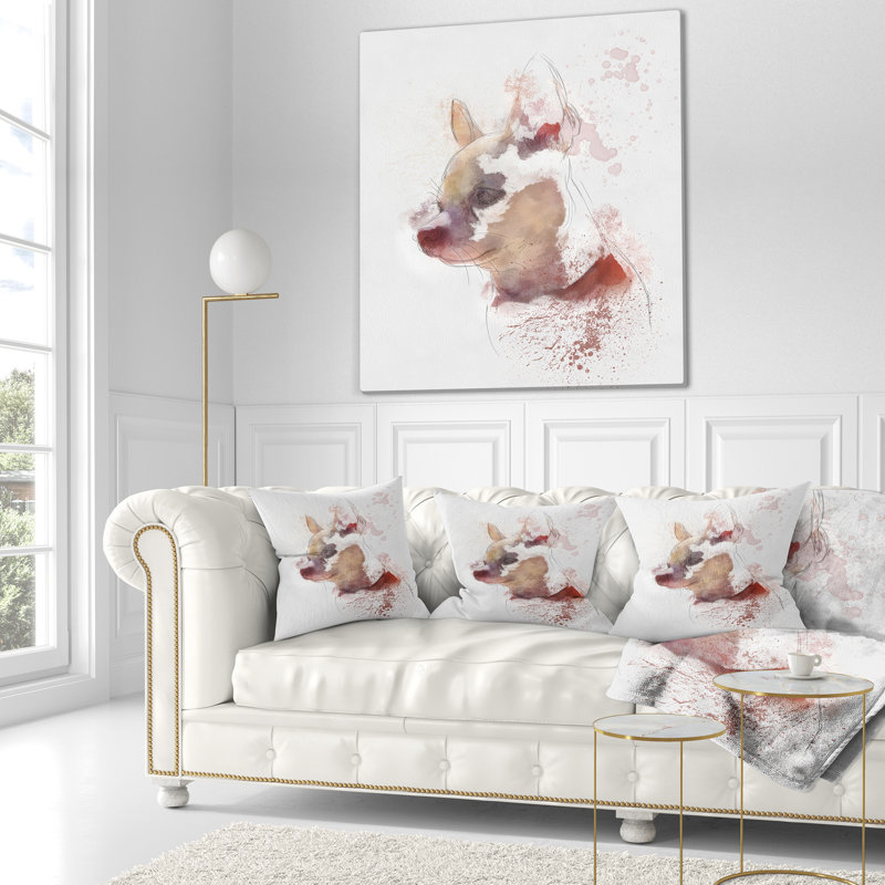 Portrait d'un chiot mignon - aquarelle, 16 po x 1 po, Coussin décoratif
