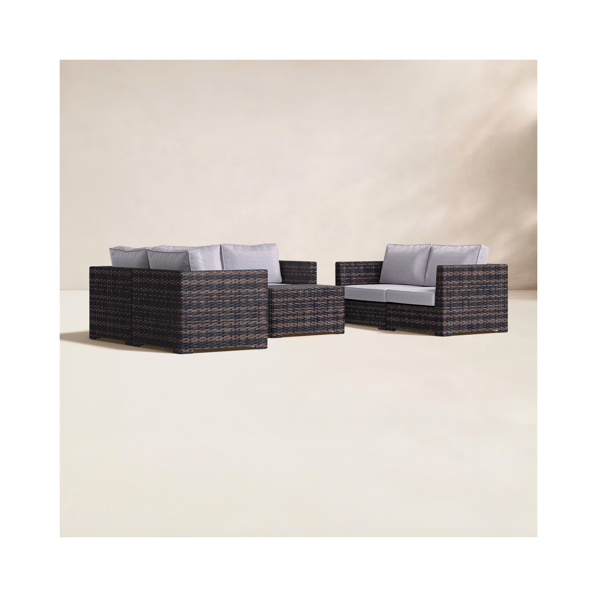 Kirkby Wicker Fully Assembled 6 - Person Seating Group with Cushions, Espresso