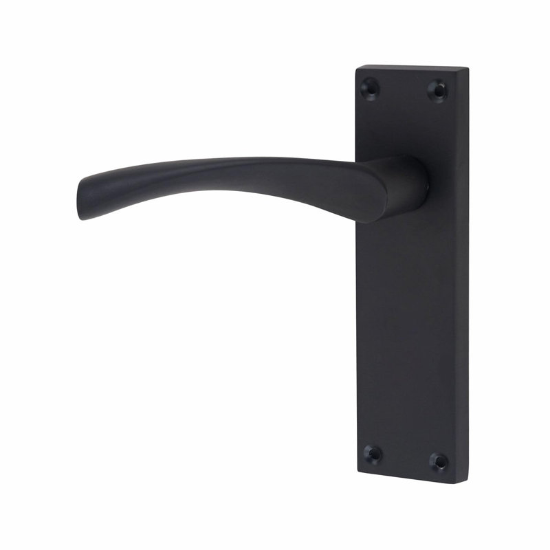  1 Pair Victorian Scroll Astrid Door Handles Latch in Matt Black Finish - 150mm x 40mm Backplate