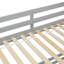 Lit simple superposé au dessus d'un lit double avec glissade, escalier de rangement, lit superposé en bois de pin massif avec garde-corps-344731774