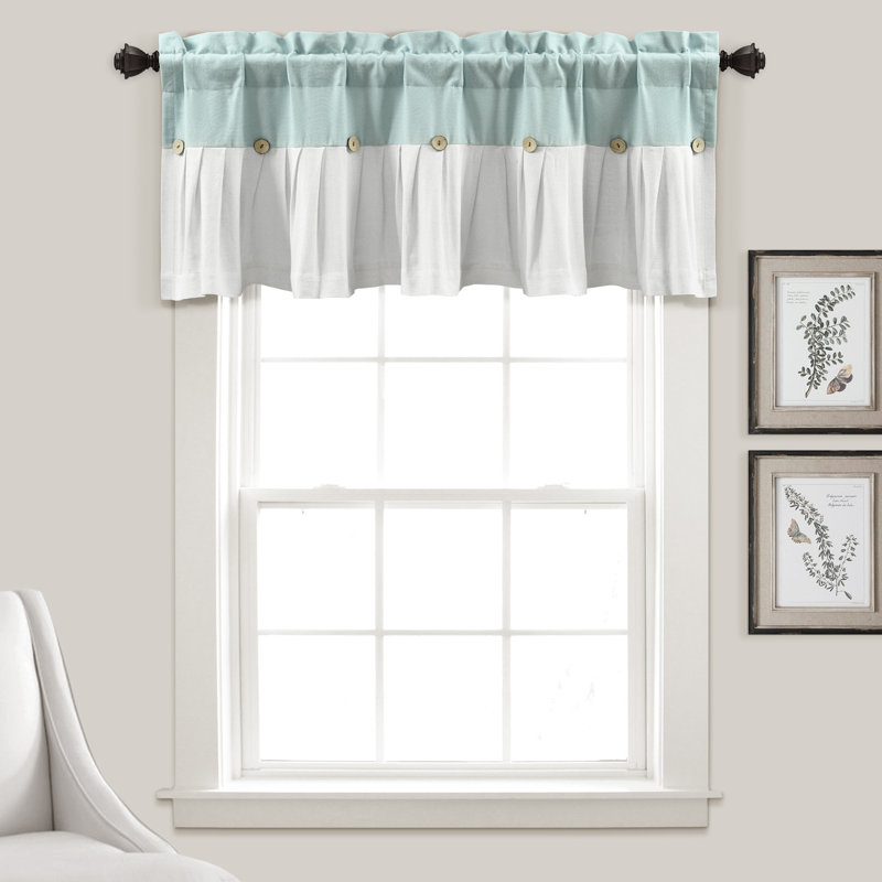 Farmhouse Beige Linen Button Rod Pocket Window Valance