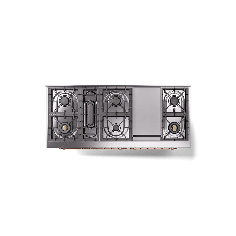 ILVE Nostalgie II 60 Dual Fuel Range, 9 Burners, Griddle, Graphite Matte/Copper, Natural Gas