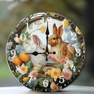 Horloge murale en bois 10 po, mouvement silencieux, à piles (piles AA non incluses), décor artistique, parfait pour les décorations