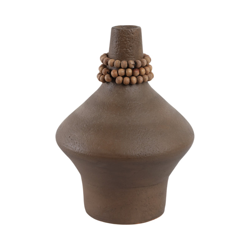 Tutwell Small Vase With Wood Beads, Brwn, 12" H x 10" W x 10" D