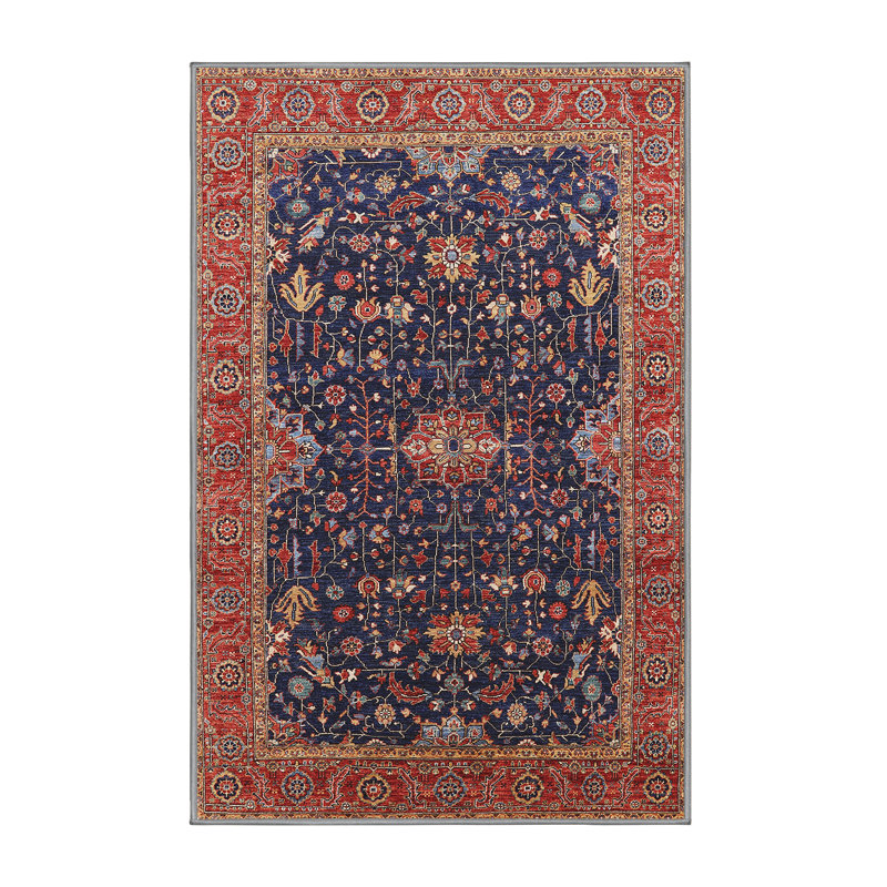 Tapis oriental rouge et bleu, Rectangle 3 pi x 5 pi