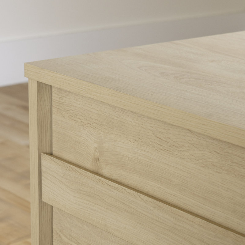 Bleached Oak 1-Drawer Nightstand with Open Shelf