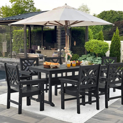Ensemble de salle à manger de patio Hdpe toutes saisons avec trou pour parasol