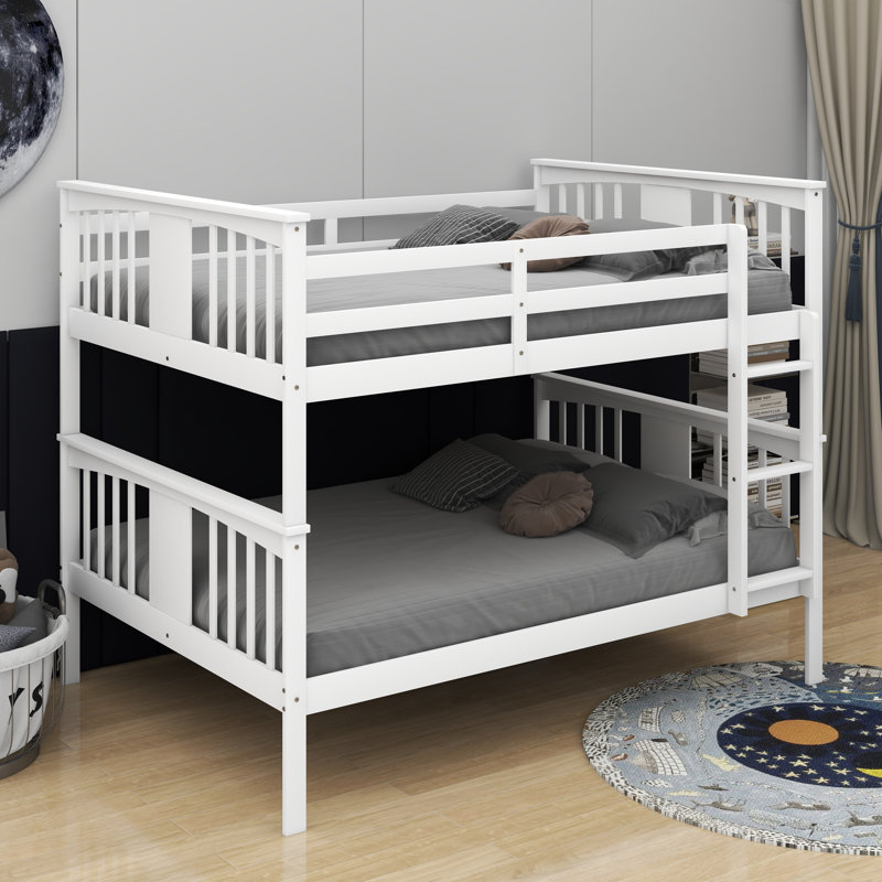 Lit superposé double au-dessus de double avec échelle pour chambre à coucher, Blanc