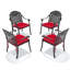 Chaise de patio de 4 coussins rouges en aluminium moulé, motifs magnifiquement pétales, finition haute température, sièges confortables avec design ergonomique, option de rangement empilable, toutes saisons
