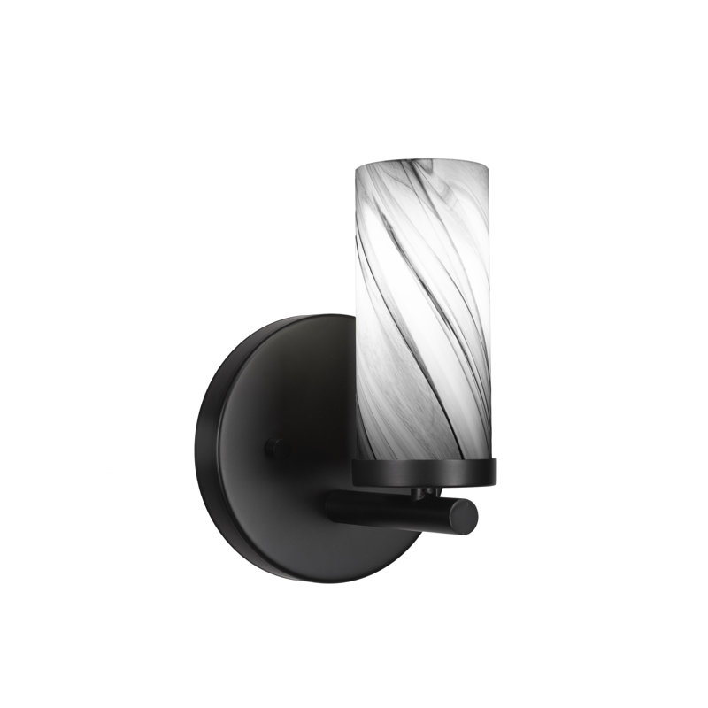 Nevena Wall Sconce Shown With 2.5” Glass, Matte Black, Colorful