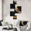Décoration murale en marbre doré et noir I - marbre abstrait en métal