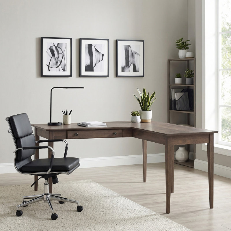 Bureau en L en bois massif Malani, Bois flotté