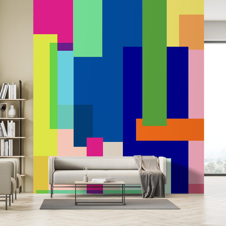 Modern Geometric Colour Block Vibrant Multi-Colour Wallpaper