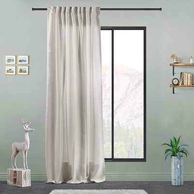 Extra Long & Extra Wide Faux Linen Decorative Curtain Single Panel