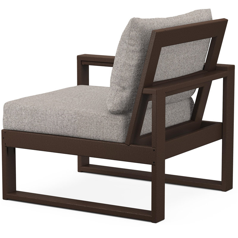 POLYWOOD Outdoor Lounge Chair, Weathered Tweed, Mahogany
