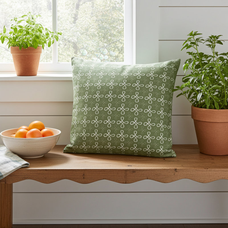 Palace Floor Small Repeat Luxury Throw Pillow, Olive, Square 22"