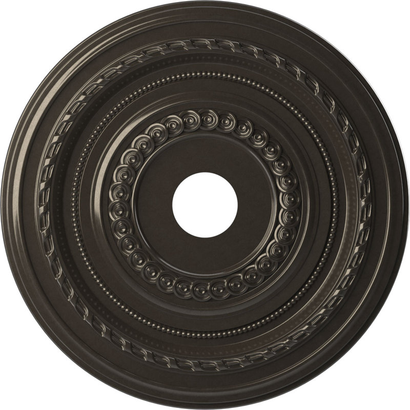 Médaillon Cole en PVC thermoformé pour plafond, Gris anthracite métallique, H 16 po x l 16 po x P 1 po