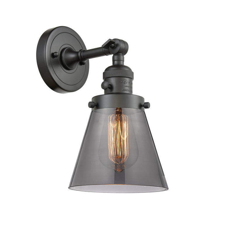 Applique murale 1 lumière Cone, Ampoule DEL rétro de 3,5 watts, Fumé, Bronze frotté à l'huile