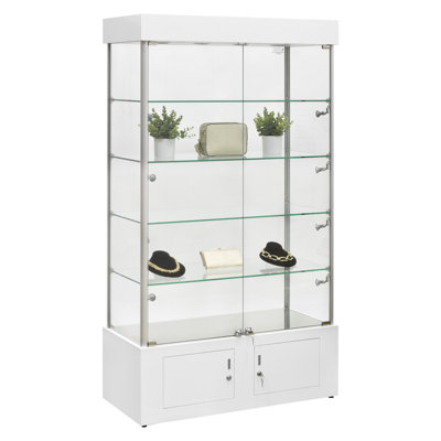 73" H X 40" W - Aluminum Framed Glass, LED Lit Retail Wall Display Case | Fully Assembled