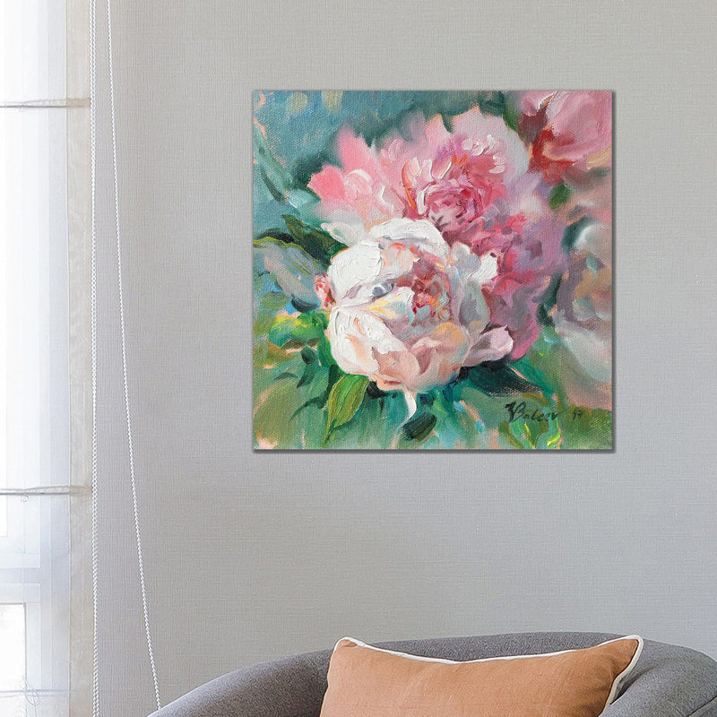 Pink Peonies by Katharina Valeeva - Wrapped Canvas Painting, 66.04 cm H x 66.04 cm W x 3.175 cm D