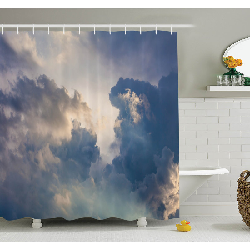 Ensemble de rideau de douche en pluie nature pluie ciel, H 84 po x l 69 po