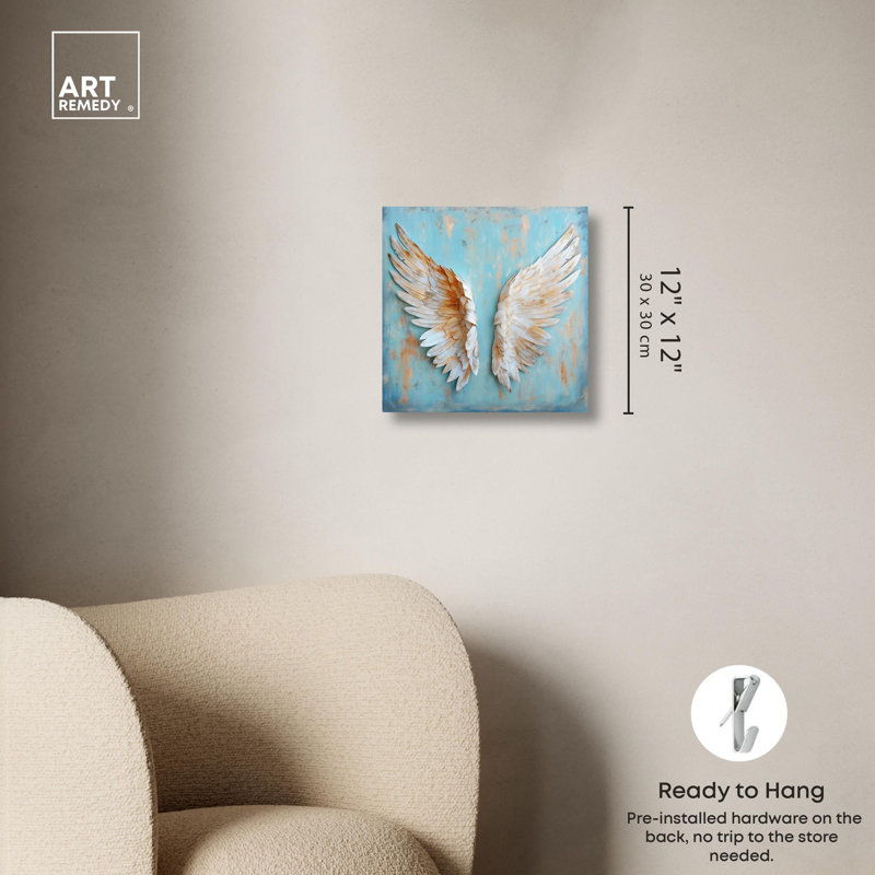 «Weathered Wings I» par Art Remedy, Toile tendue, H 12 po x l 12 po x P 1,5 po