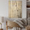 Grey And Gold Sycamores Tree Shade I - Tree Sycamore Wood Panel Wall Art On Natural Pine Wood