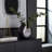 Black Modern Glam Metal Vase with Sculptural Rim Detailing - 10.5" Tall Decorative Accent for Home or Office