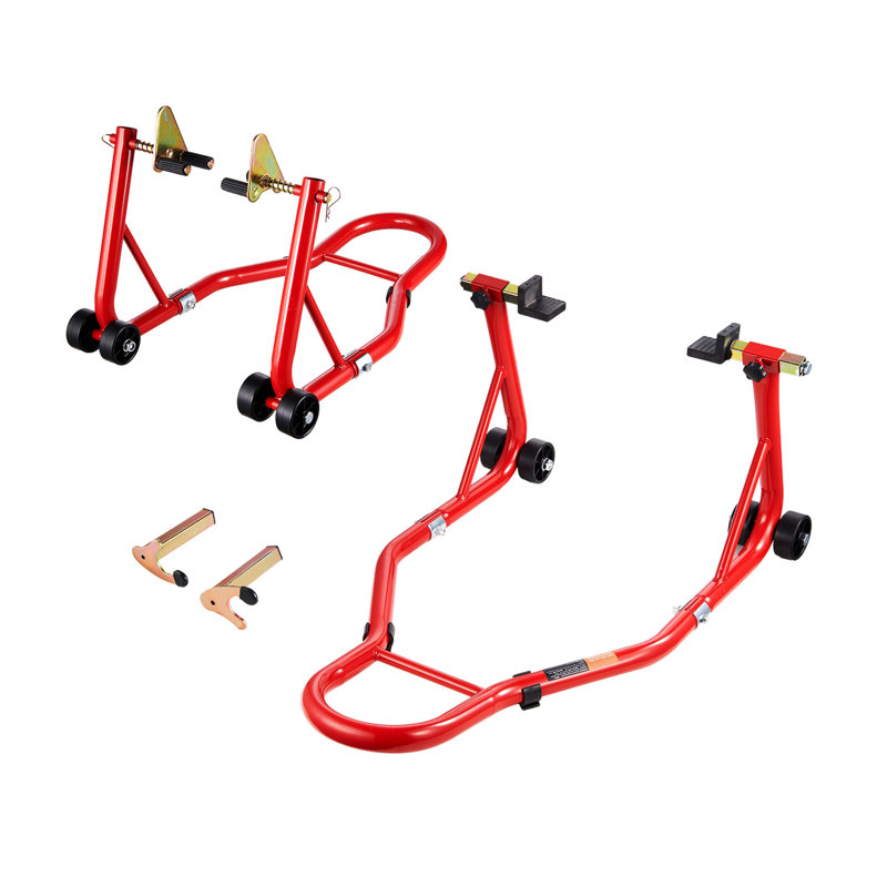 Motorcycle Front & Rear Stand Lift 850 Lbs Spoolift Paddock Swingarm Arm Red