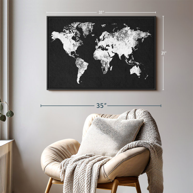 "Art mural carte noir et blanc", H 21 po x l 31 po