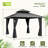 Double Roof Hardtop Metal Patio Gazebo with Curtains and Netting-110377480-110377479-110777380