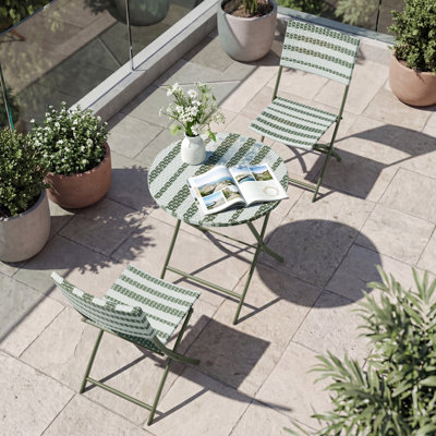 3-piece Steel Frame Wicker Folding Bistro Set