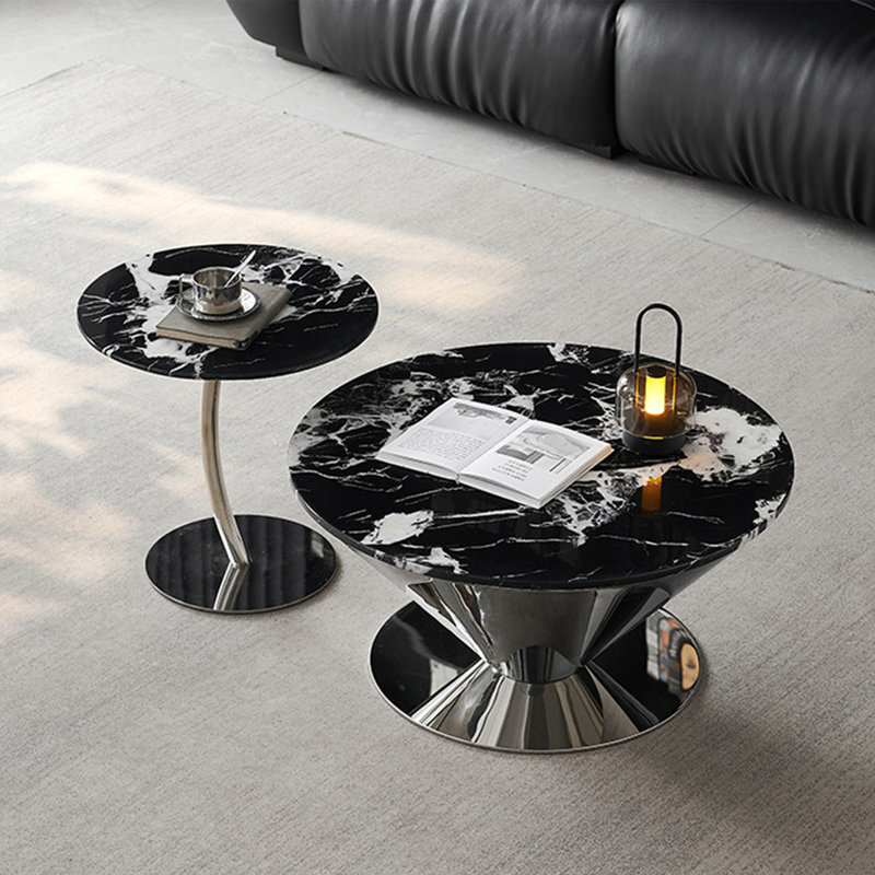 Modern round marble coffee table