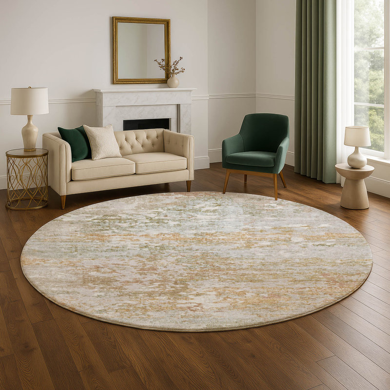 Premium Machine Washable Ashington AMF1830 Modern Rug, Round 8'