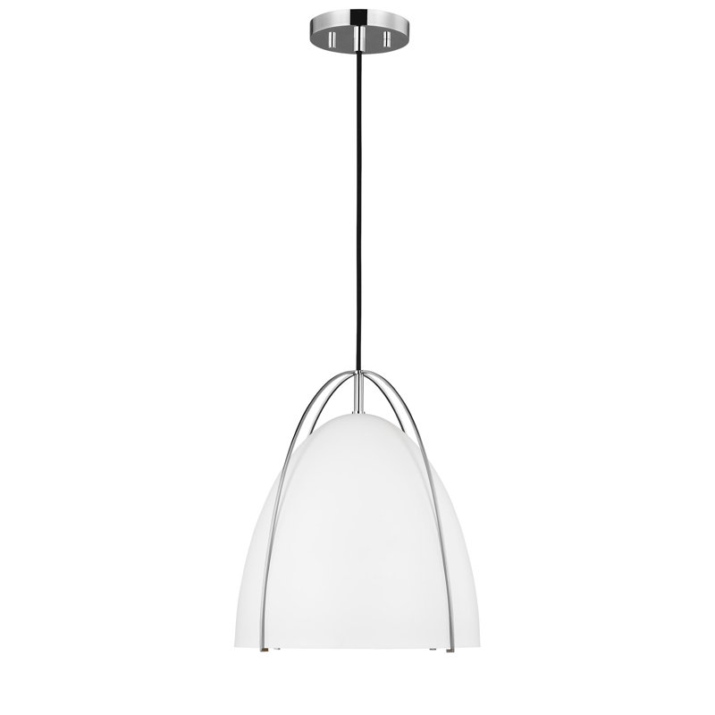 Luminaire suspendu à une lumière Norman de Visual Comfort Studio, Chrome, Blanc, Non